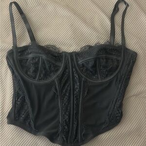 Grey Cropped Corset Top
